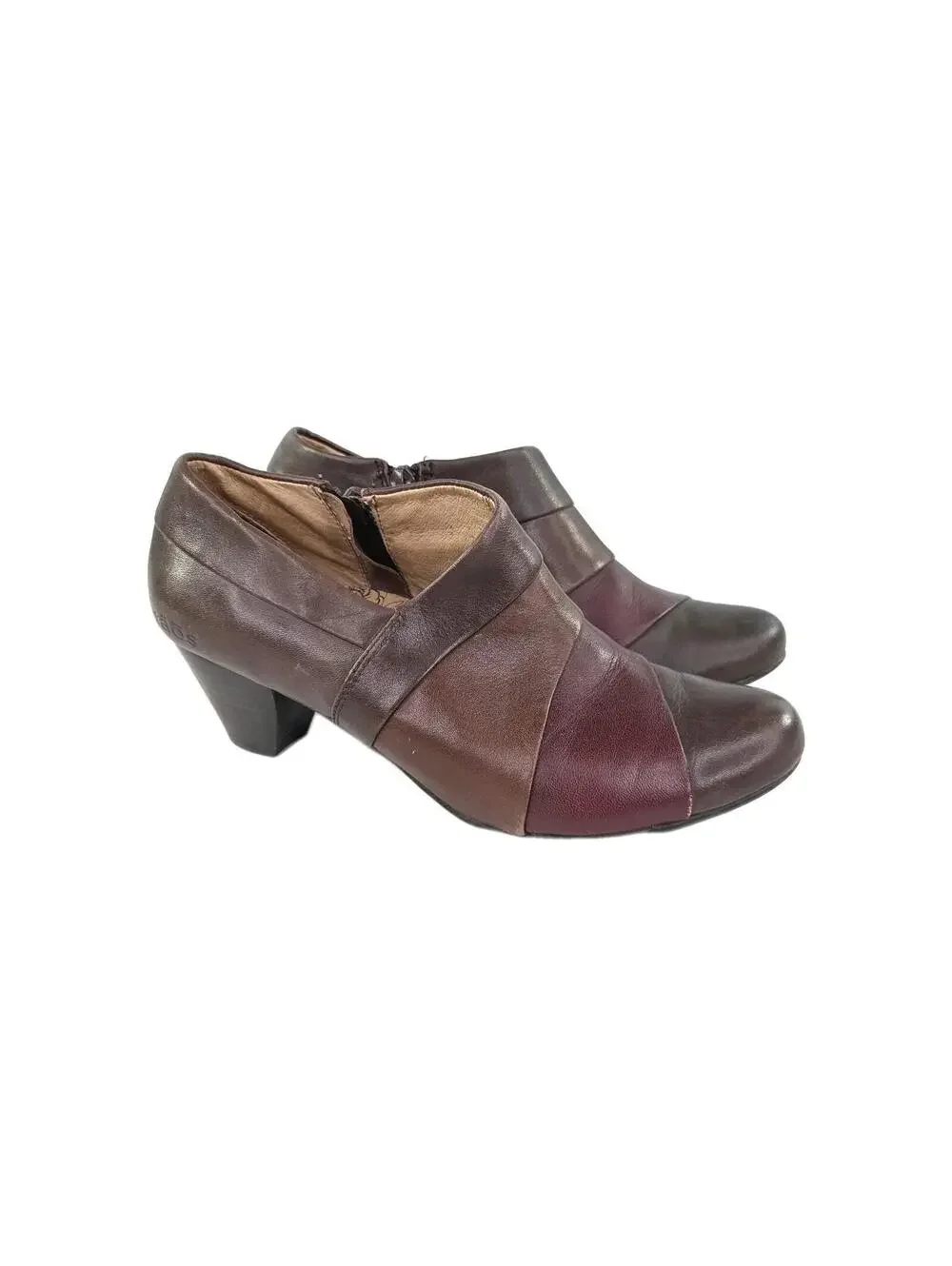 Taos Footwear ankle boots US 7 brown burgundy patchwork Heels Zip Booties